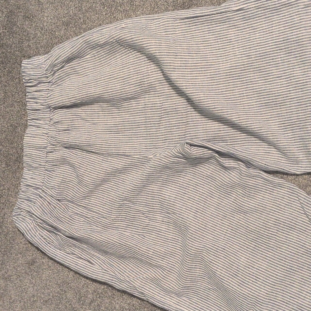 Tina Jo Blue & White Striped Linen Pants Size Small - Picture 5 of 5